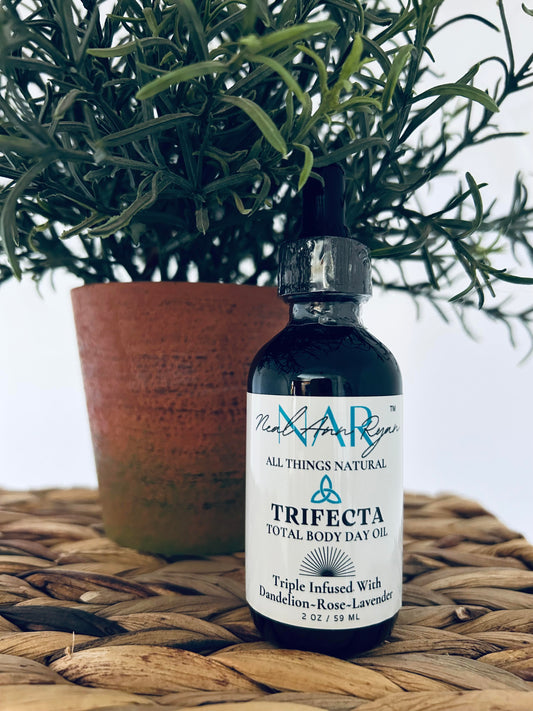 Trifecta Day- Triple Infused, All Natural Total Body Oil (Dandelion, Rose, & Lavender)